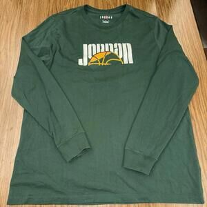 Air Jordan DNA Crew Long Sleeve Shirt Mens XLarge Green Double Sided Jumpman